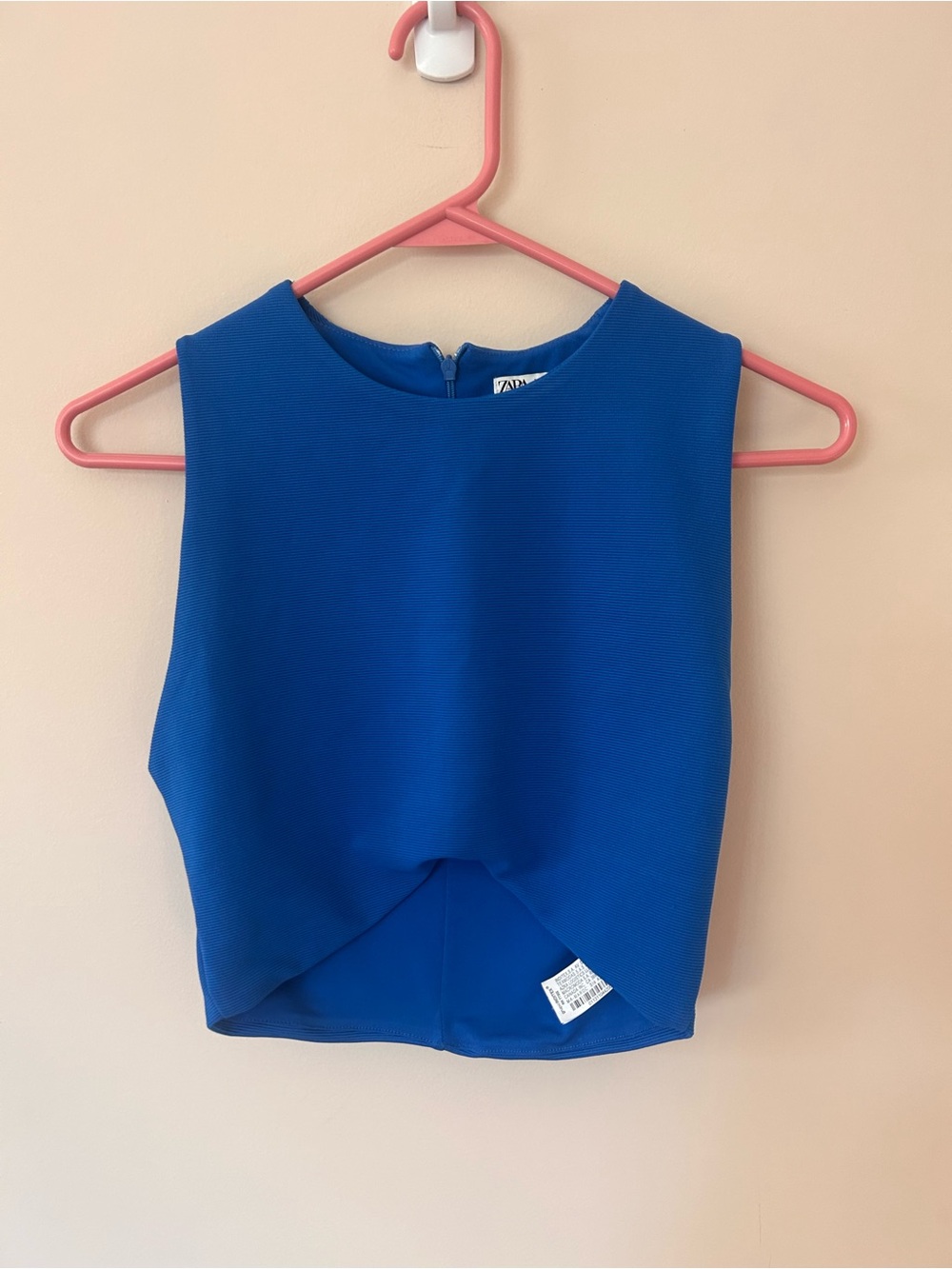 Zara Cobalt Blue Sleeveless Overlap Crop Top